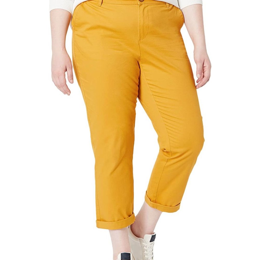Brand New! Amazon Essential Plus Size Cropped Pants Mustard Color 36W‎ Pockets